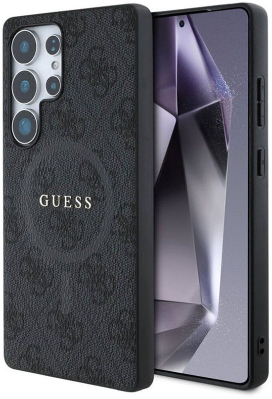 Guess PU Leer 4G Logo geschikt voor Samsung Galaxy S25 Ultra - Geschikt voor MagSafe - Grijs