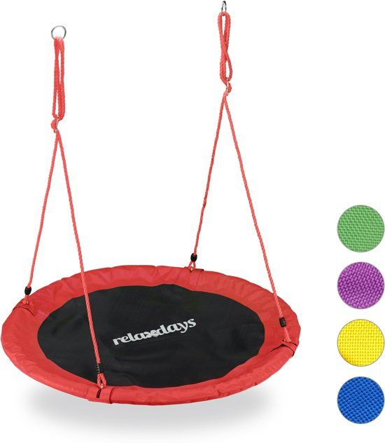 Relaxdays Nestschommel - vogelnestschommel - buiten schommel- 110 cm - kinderschommel rood