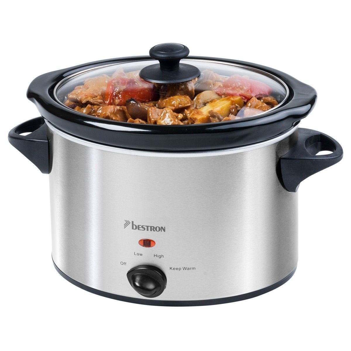 Bestron ASC350 Slowcooker - 3.5L - 180W - Black/Stainless Steel