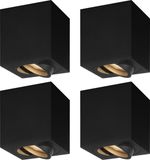 LEDVION - 4X LED Opbouwspots - Dimbaar - 3W - 2700K - Zwart