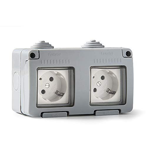 Famatel m115760 Dubbele Basis Zijaarding Waterdicht 16 A