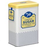 Tala Retro Bewaarblik voor Suiker Caster Sugar Geel/Grijs 1950's Design Metaal Scharnierdeksel