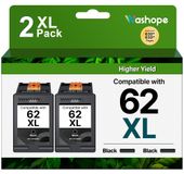 HP 62XL cartouches d'encre noirs, multipack (2 pièces), convient pour HP Envy/OfficeJet