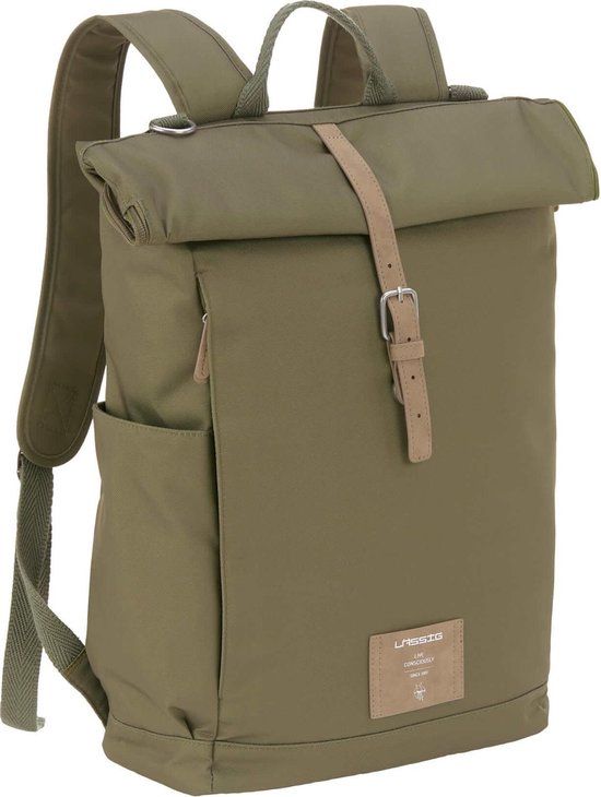 LÄSSIG Luiertas Rolltop Backpack rugzak incl. verschoningsmatje - olive