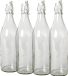 Merkloos Gerimport Beugelfles - 12x stuks - weckfles met beugeldop - 1 liter - transparant - glas - inmaakfles