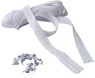 IPEA Ritssluiting maat 3# doorlopende ketting - 10 meter - nylon touw + 25 schuivers inbegrepen - ritssluiting - op maat te snijden om te naaien, 3 kleuren om uit te kiezen, wit B, breedte 30 mm