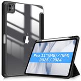 Fintie Case voor iPad Pro 11 inch 2024 M4 (5e generatie) met pennenhouder - stootvaste beschermhoes met transparante harde schaal op de achterkant voor iPad Pro 11 2024, zwart
