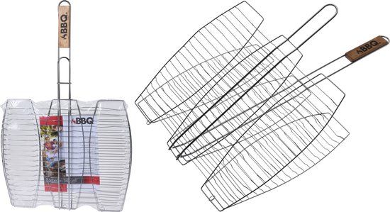 BBQ Visgrill voor 3 vissen - 42 x 66 cm - Zilver