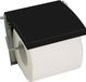MSV Toiletrolhouder voor wand/muur - Metaal en MDF hout klepje - zwart