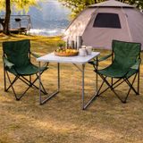 Set de meubles de camping 3 pièces, vert, XL : table 80x60x68 cm + chaises de camping
