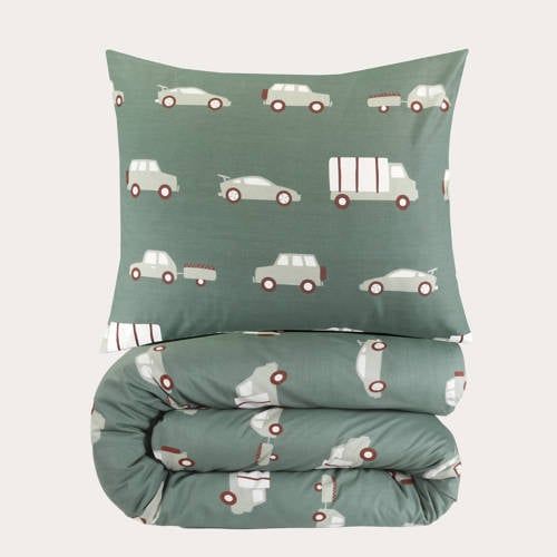 NOUS Kids katoenen dekbedovertrek kinderbed (120x150 cm) Groen All over print