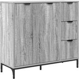 vidaXL Dressoir Grijs Sonoma 89,5 x 33 x 82 cm Bewerkt Hout