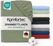 Komfortec Jersey hoeslaken, 100% katoen, 160 x 200 cm, 135 g/m², zacht, ademend en huidvriendelijk, met elastische rand, Oeko-Tex gecertificeerd, voor boxspringbed, toppers en matrassen