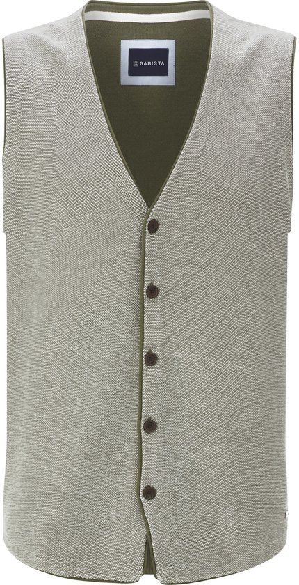 Babista heren Gebreide Bodywarmer - Kaki - Maat 48/50 - Katoen