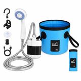 Mormark AQUAPORT Camping Douche Buitendouche Tuindouche Draagbare Douche Mobiele Douche Wit/Blauw Kunststof 20L