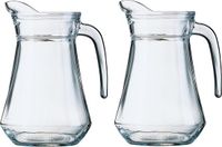 Arcoroc Glazen schenkkan/karaf - 2x stuks - 1 liter/1000 ml - Sapkannen/waterkannen/schenkkannen