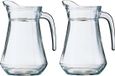 Arcoroc Glazen schenkkan/karaf - 2x stuks - 1 liter/1000 ml - Sapkannen/waterkannen/schenkkannen