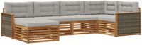 vidaXL Hoek loungeset 6-delig Acacia Hout Naturel en Lichtgrijs
