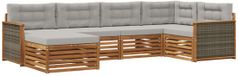 vidaXL Hoek loungeset 6-delig Acacia Hout Naturel en Lichtgrijs