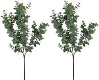 Mica Decorations Fleur artificielle - 2x - Branche d'eucalyptus artificielle - gris/vert - 65 cm
