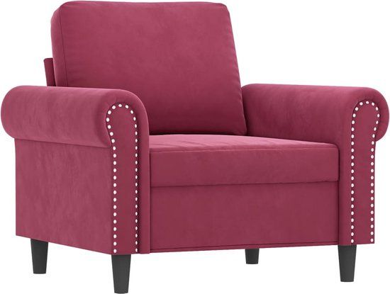 vidaXL Fauteuil met voetenbank fluweel wijnrood