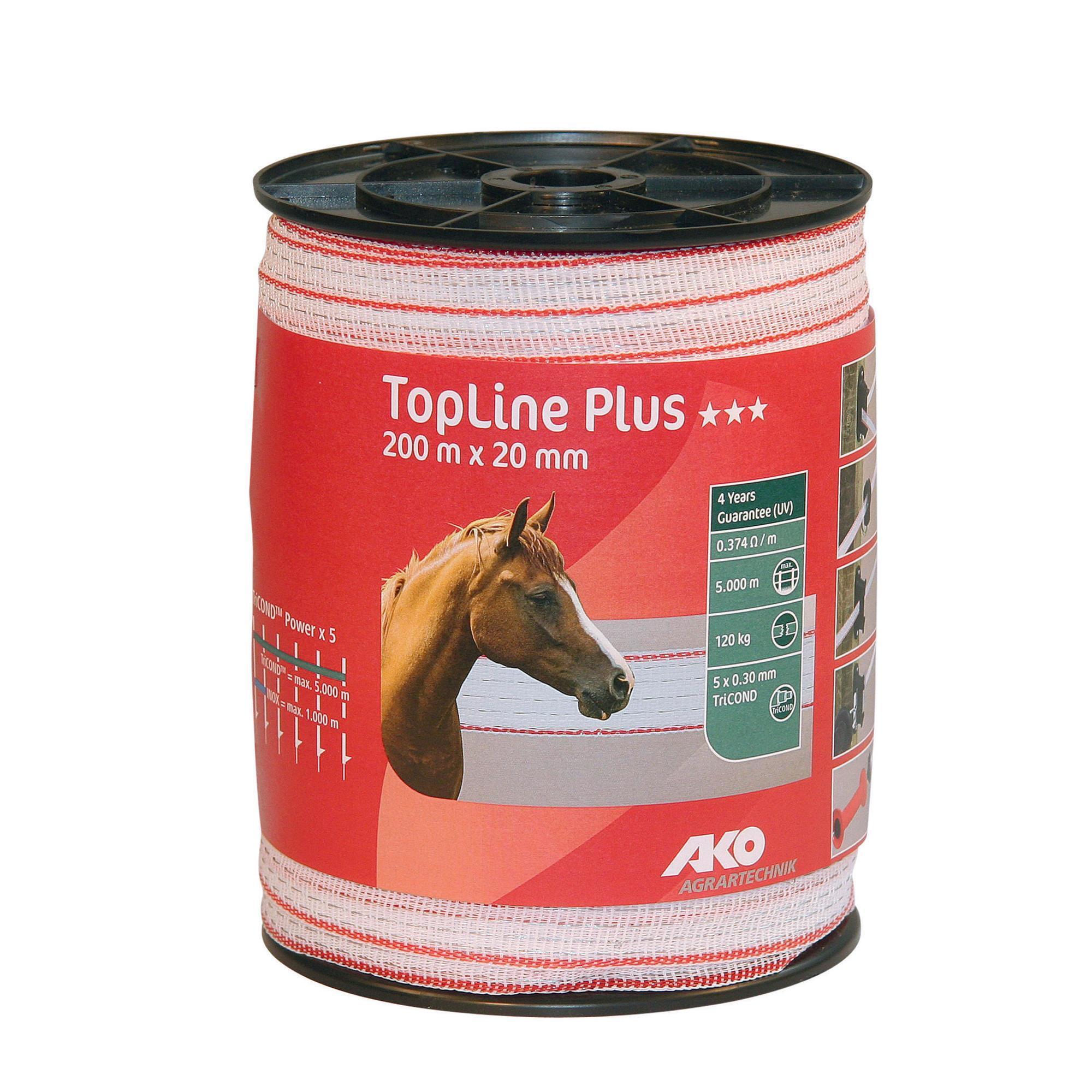 AKO Wit schriklint voor paardenomheining Top Line Plus - breedte 20 mm x 200 m