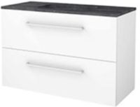 Basic Line Ice-Line Basic-Line Start 46 Badkamermeubelset - 100 x 46 cm - Met Grepen - 2 Lades - Hardstenen Wastafel - 1 Kraangat - Ice White