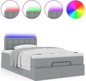 vidaXL Ottomaans bed met matras en LED's 120x190 cm stof lichtgrijs