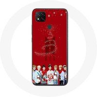 Maniacase Hoesje voor Xiaomi Redmi 9C BTS Bangtan Boys Rode Achtergrond Kerstcadeau 2023