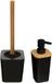 5Five Toiletborstel met houder - 38 cm - en zeeppompje van 300 ml - zwart / hout kleur - Accessoires de salle de bain