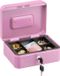 Merkloos Relaxdays Geldkistje met slot en 2 sleutels - uitneembare inzet - 5 vakken - 8,5 x 20 x 17 cm - ijzer - roze