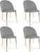LEOBERT INCA Eetkamerstoelen – Set van 4 – Grijs Velvet – Goudkleurige Metalen Poten