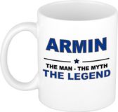 Bellatio Decorations Armin cadeau mok - man myth legend - naam koffiemok / beker - wit en blauw - 300 ml - verjaardag