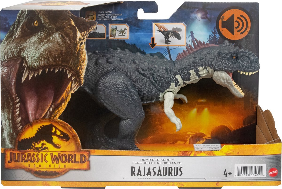 Mattel Jurassic World Dominion Roar Strikers Rajasaurus - Speelgoed Dinosaurus