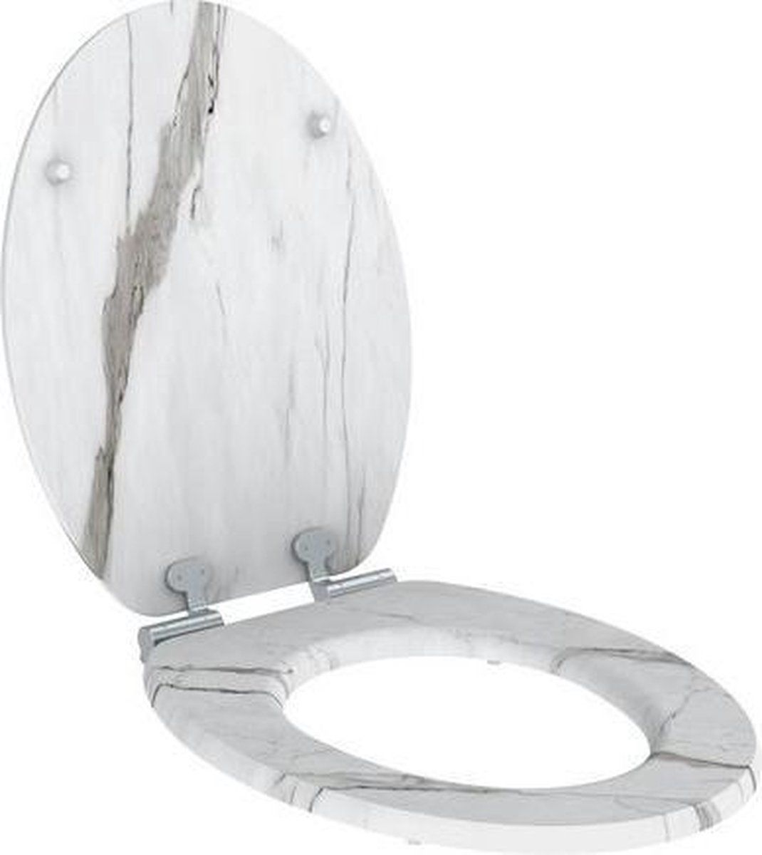 ALLIBERT WC-Sitz Naturo Marmor Weiß – Soft-Close, Geräuscharm, Für Standard-WCs, Inkl. Montagematerial