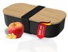 elasto Boîte de conservation "Beuk" - Boîte à lunch élégante en plastique de qualité alimentaire avec un couvercle en bois de hêtre, idéale pour les déplacements et comme boîte à en-cas - noir/naturel