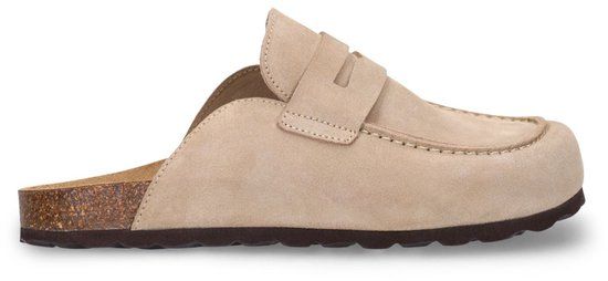 Manfield Dames Beige Suède Clogs Maat 39