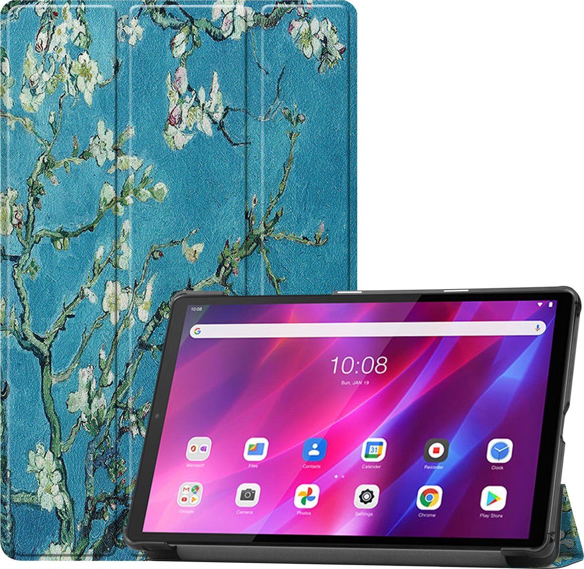 Case2go Lenovo Tab K10 / - / - / Witte Bloesem