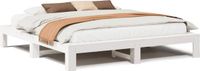 vidaXL Bedframe Massief Grenenhout Wit 200x200 cm