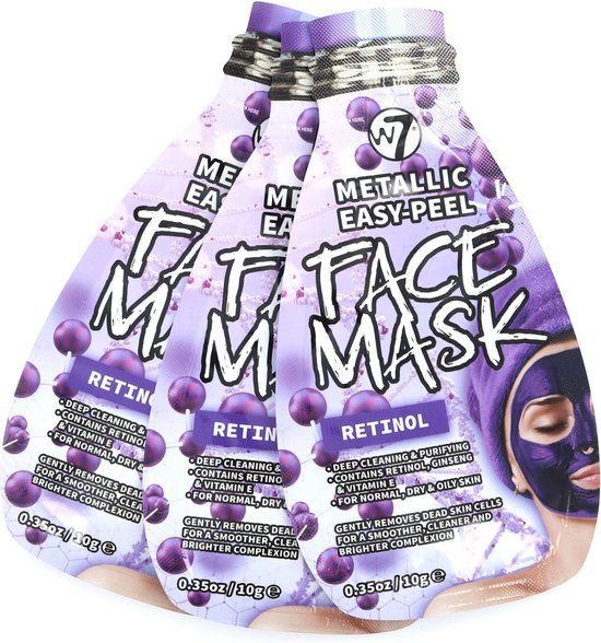 W7 Metallic Easy-Peel Face Masker - Retinol (3 Stuks)