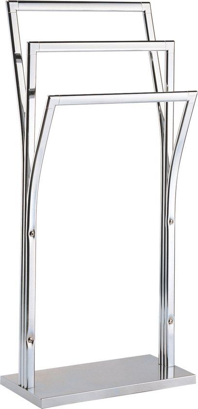 MSV Handdoekrek Badkamer - Zilver Chroom Metaal - 41 x 87 cm - Vrijstaand