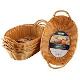 Kesper Brood- en fruitmand, pak van 5, materiaal: kunststof vlechtwerk, afmetingen: 29 x 18 cm/greephoogte: 13 cm, kleur: bruin
