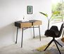 Mikkusu table console 90x45 cm bambou naturel manguier noir 2 tiroirs métal noir