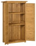 Maison de jardin en bois de sapin - Armoire de rangement avec portes à persiennes - 3 étagères - Étanche - 87 x 46,5 x 160 cm - Bois naturel