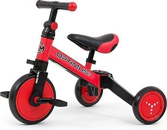 Milly Mally Optimus 3-in-1 - Loopfiets - Jongens en meisjes - Rood