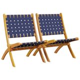 VidaXL Tuinstoel Terras Acaciahout Stof/Weefsel Blauw Bruin 2 stuks
