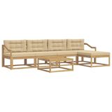 vidaXL Buiten bankenset 6 st Wit en Beige Polyester