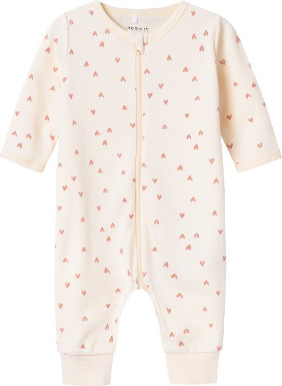 NAME IT NBFNIGHTSUIT ZIP BUTTERCREAM HEARTS NOOS Baby Pyjama - Maat 92