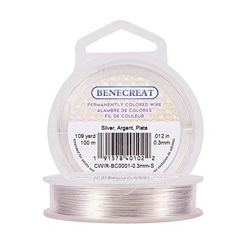 BENECREAT Aanslagbestendige zilverdraad, 28 gauge (0,3 mm), koperdraad voor het maken van sieraden, 100 m