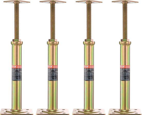 VEVOR Trolleykrikken voor Thuisgebruik, 4-Delige Set, Hoogtebereik van 29,4 Tot 40,6 Cm, Maximaal Draagvermogen Per Stuk: 1000 Kg, Verstelbare Steunbalk voor Nivellering, Gegalvaniseerde Telescopische Trolleykrik voor Tijdelijke Ondersteuning